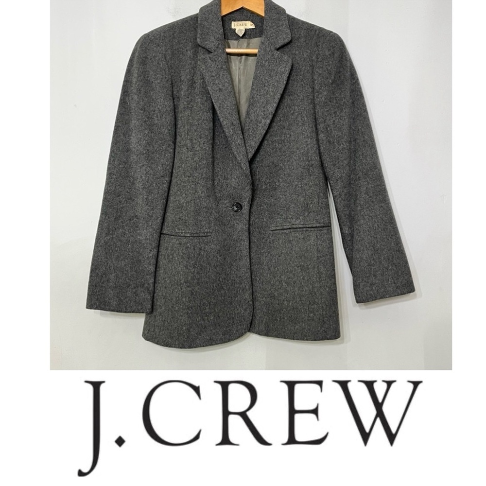 J. Crew Blazer Women’s 2 Wool Cashmere Blend 1 Button Charcoal Gray Preppy Vtg‎